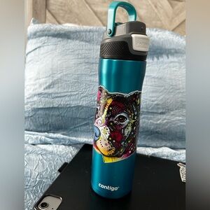 101. Contigo Teal Bottle with Colorful Dog Design